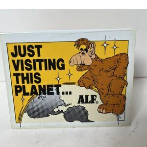 Vintage 80s ALF"Just Visiting This Planet Double-Sided Desk Sign
